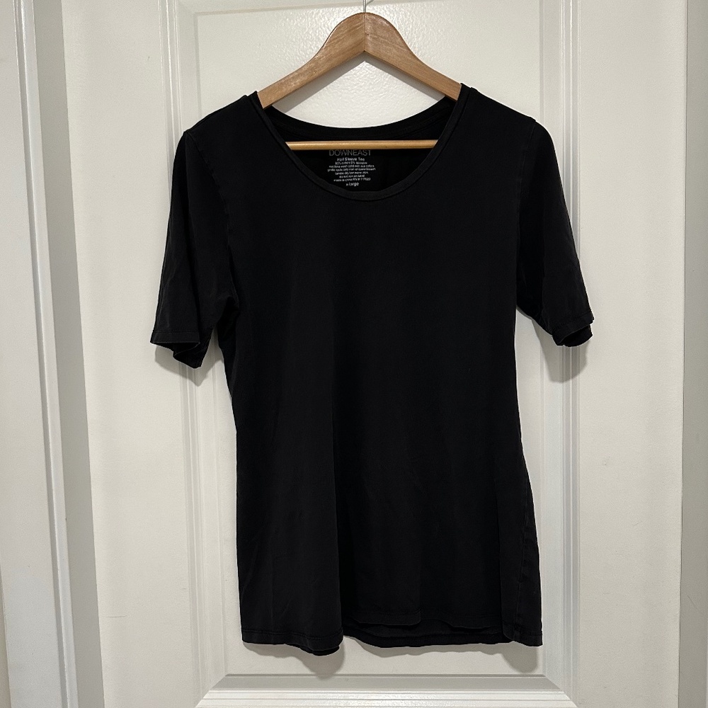 DOWNEAST Half Sleeve Tee Black Women’s XL Cotton Spandex Short Sleeve